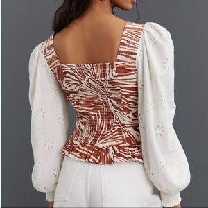 Anthropologie Smocked Puff Sleeve Blouse